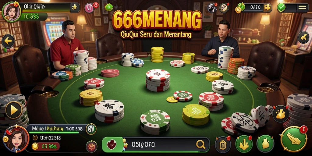 Screenshot gameplay QiuQiu di 666MENANG menunjukkan aksi seru di meja.
