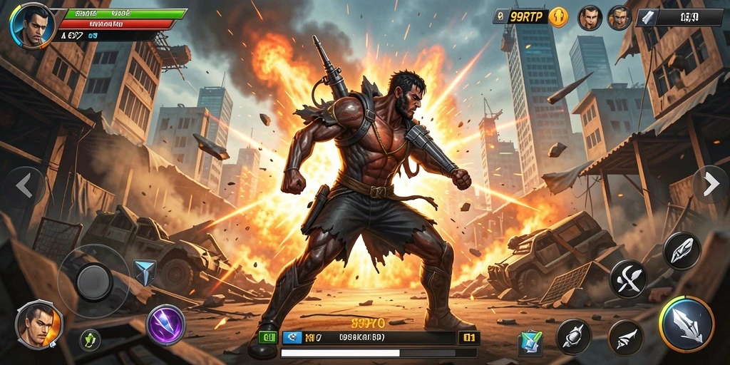 Screenshot gameplay 99RTP menampilkan aksi pertarungan yang intens.