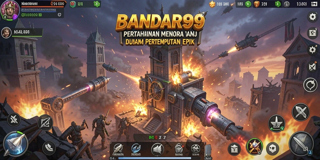 Screenshot dari gameplay BANDAR99 yang menunjukkan unit pertahanan beraksi.