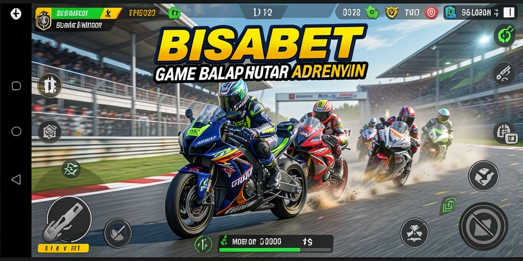Tampak seru: gameplay balap motor dalam BISABET.