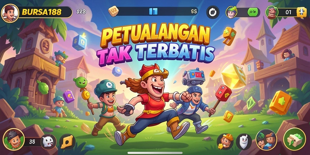 Tampilan gameplay BURSA188 yang penuh warna dan seru.