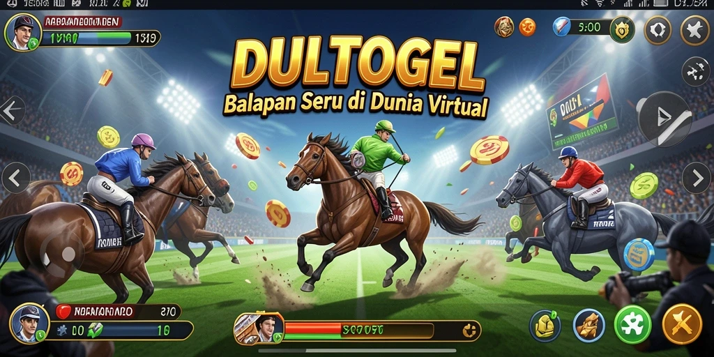 Screenshot DULTOGEL menampilkan aksi balapan intens dan trek yang menakjubkan.