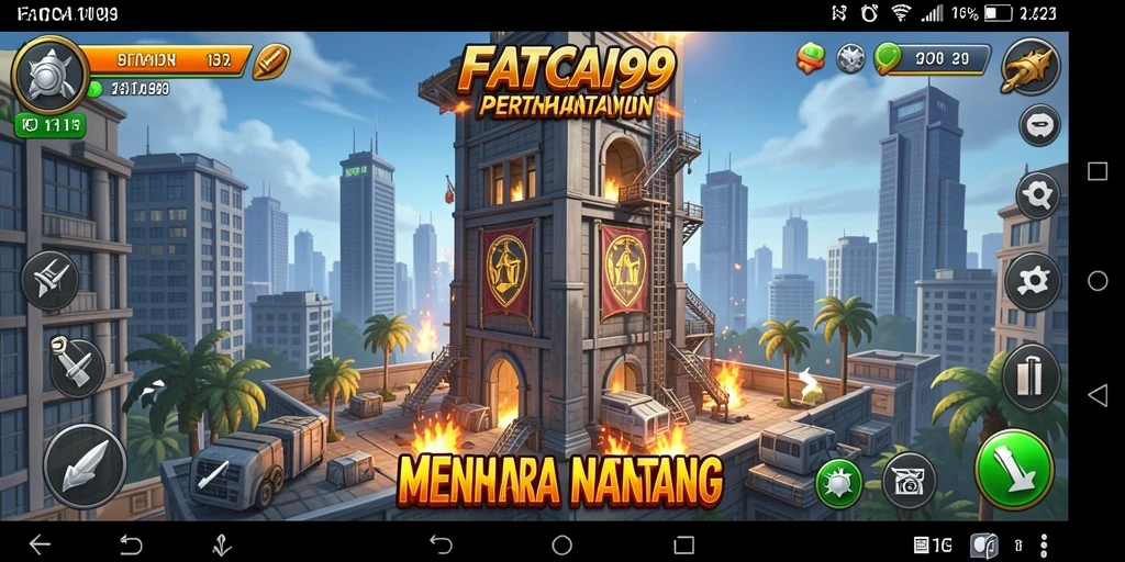 Screenshot utama FATCAI99 menampilkan aksi gameplay Tower Defense yang mendebarkan.
