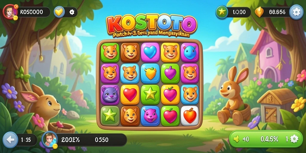 Screenshot gameplay KOSTOTO yang seru dan penuh warna.