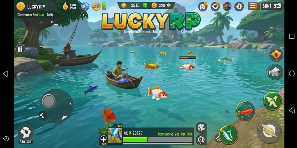 Tampilan gameplay memancing yang seru di LUCKYRP.