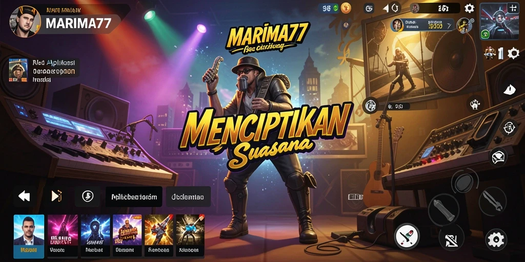 Grafik gameplay MARIMA77 menampilkan berbagai fitur musik yang menarik.