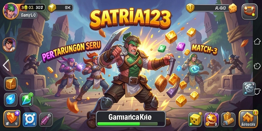 Tampilan gameplay SATRIA123 dengan elemen cerah dan menarik.