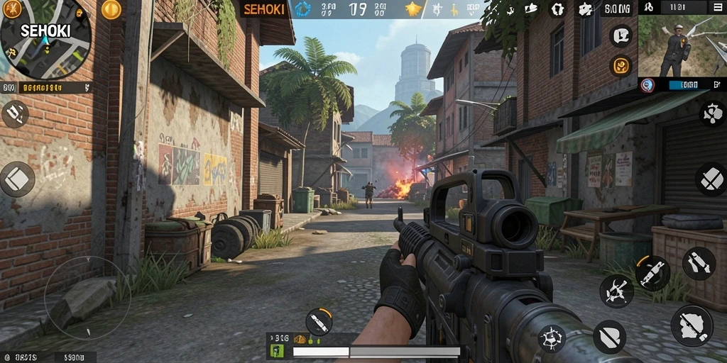 Tampilan seru dari gameplay SEHOKI saat pertempuran intens.