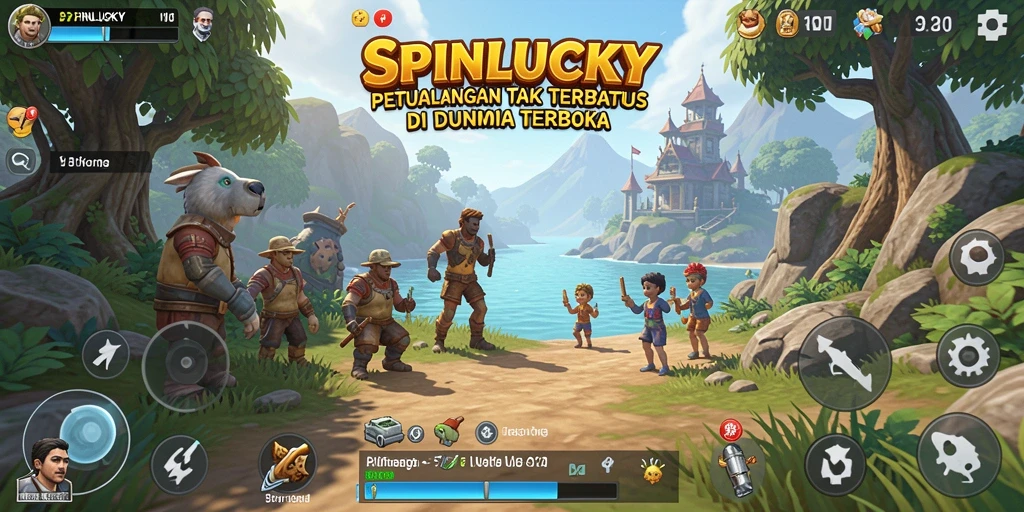 Tampilan menarik dari gameplay SPINLUCKY di dunia terbuka.