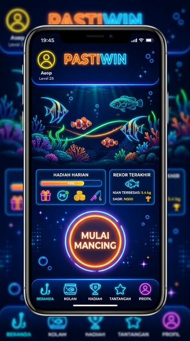 Tampilan utama aplikasi pastiwin dengan navigasi yang mudah.